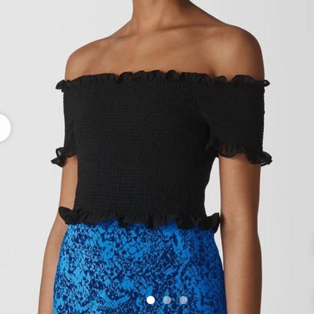 Whistles Black Off-Shoulder Ruched Top. NEVER WORN!